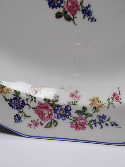 Vintage Servierplatte von Bernardaud für B und C° mehrfarbiges Blumendekor Porzellan