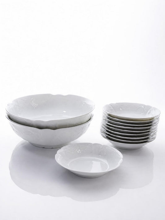 Vintage Dessertservice Limoges von L&Cie Lafarge Set von 12 Porzellan weiß