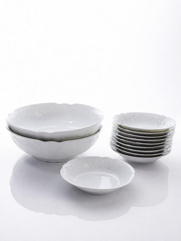 Vintage Dessertservice Limoges von L&Cie Lafarge Set von 12 Porzellan weiß