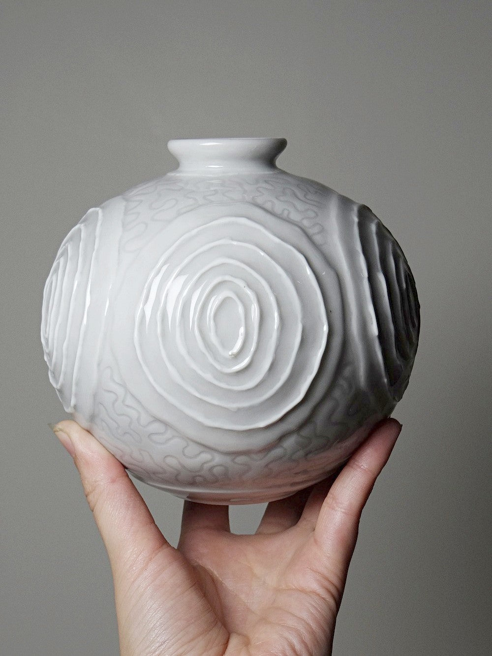 Vintage Vase Art Déco Porzellankugel 1935 Weiß Dekoration
