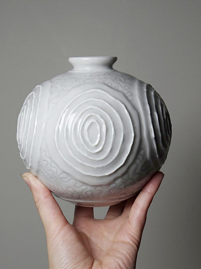 Vintage Vase Art Déco Porzellankugel 1935 Weiß Dekoration