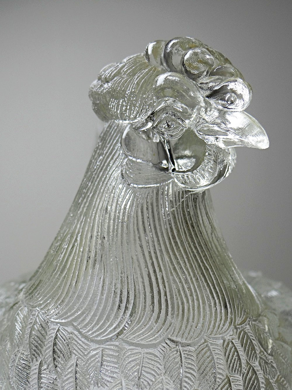Vintage Bonbonniere Huhn aus gepresstem Glas, antik, frühes 20. Jh.