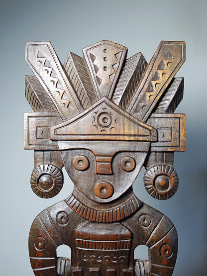 Vintage Wandskulptur aus Holz braun Dekoration