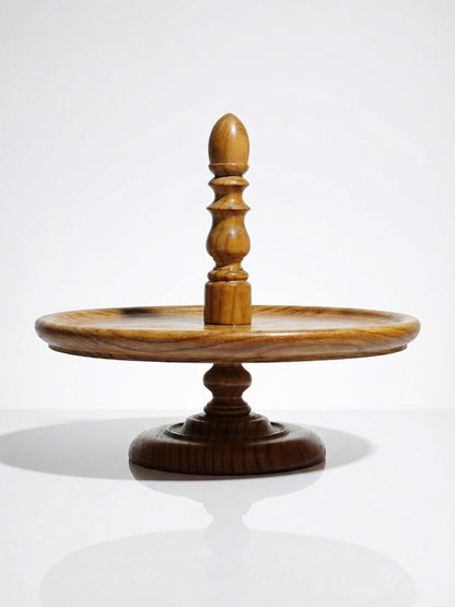Vintage Servierständer aus Kiefernholz, gedrechselt, lackiert, Braun