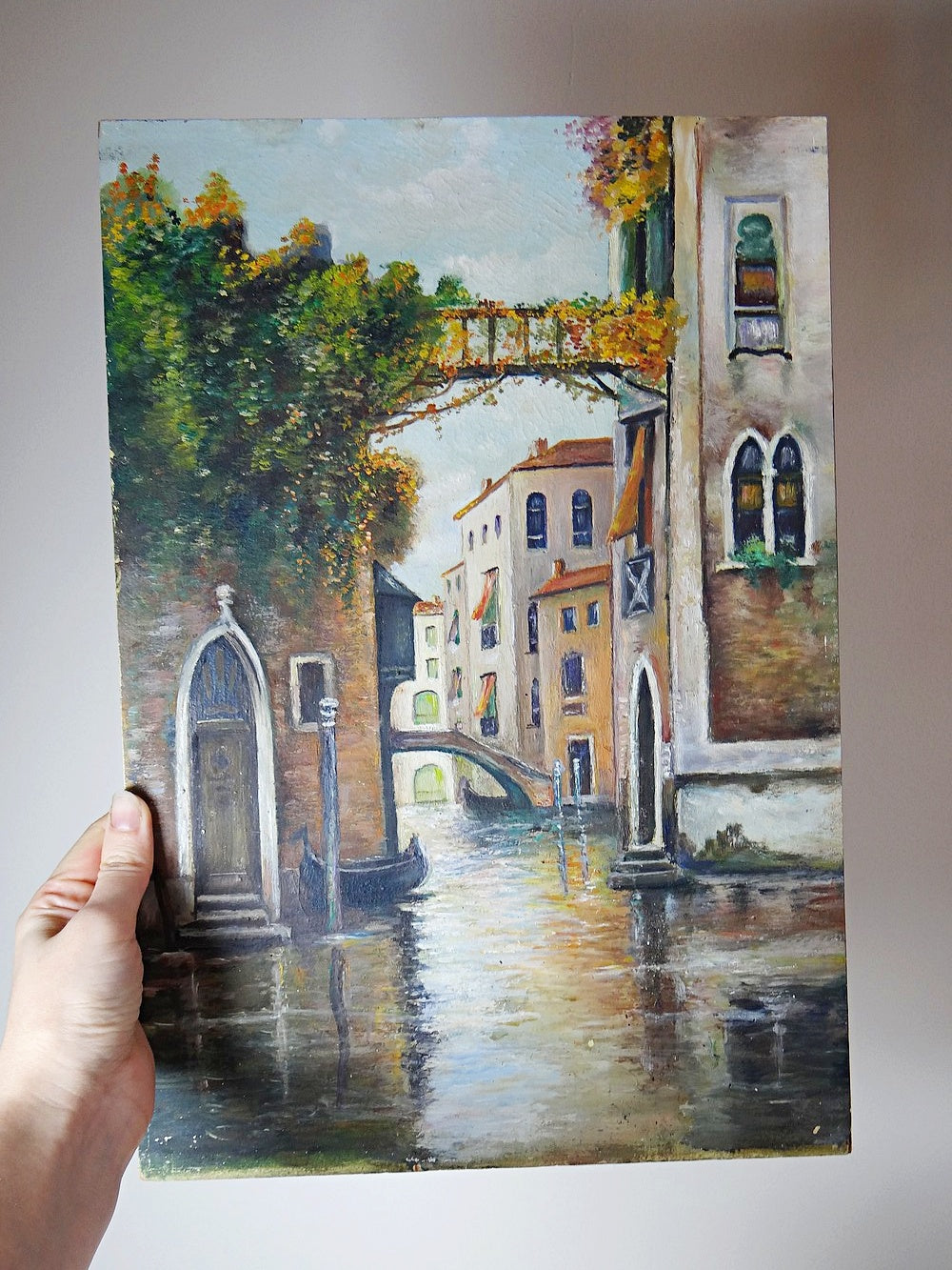 Vintage Gemälde Venedig Canal und Fassaden warme Töne