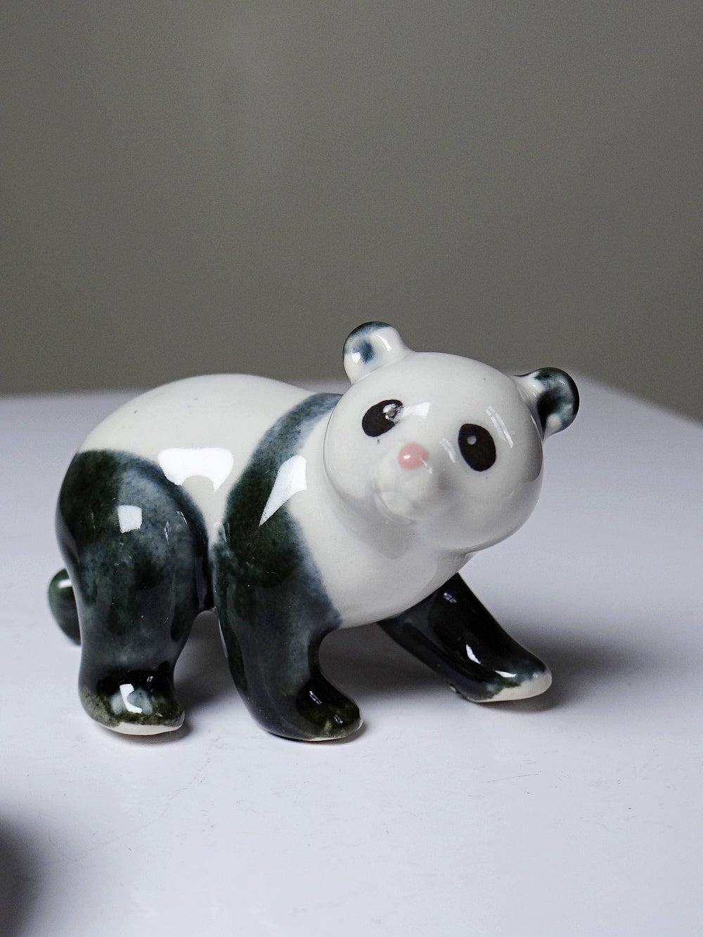 Vintage Porzellan Panda Figurine Set von 3 China Stempel handbemalt 1980er-90er