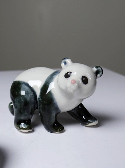 Vintage Porzellan Panda Figurine Set von 3 China Stempel handbemalt 1980er-90er