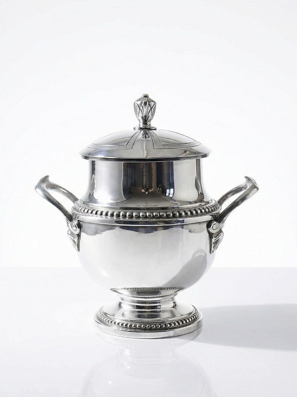 Vintage Zuckerdose SilberServieraccessoire mit Deckel und 2 Griffen, Frankreich 1880-1930