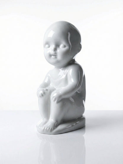 Vintage Porzellanfigur von UC Limoges Weiß Kunstobjekt