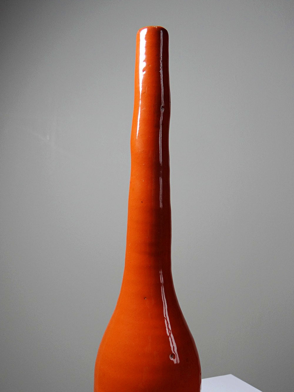 Vintage Lampenfuß Terrakotta orange glasiert Vintage Orange