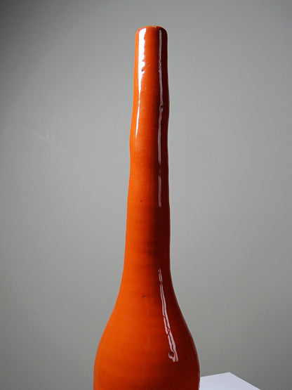 Vintage Lampenfuß Terrakotta orange glasiert Vintage Orange