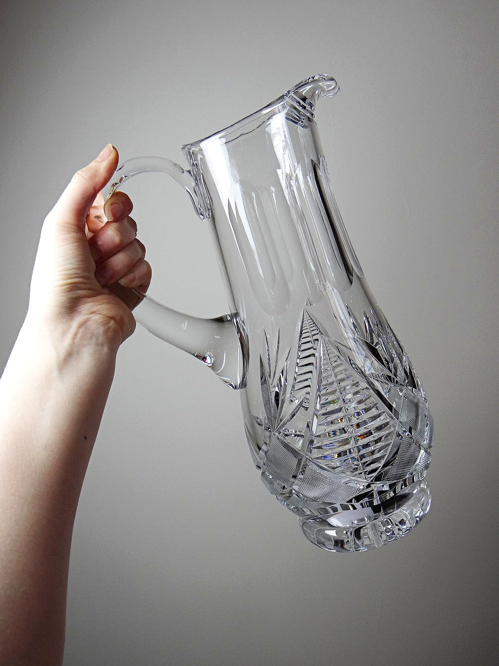 Vintage Wasserkaraffe aus Kristall, durchsichtig, im Stil von Baccarat