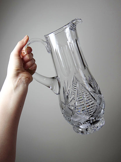 Vintage Wasserkaraffe aus Kristall, durchsichtig, im Stil von Baccarat