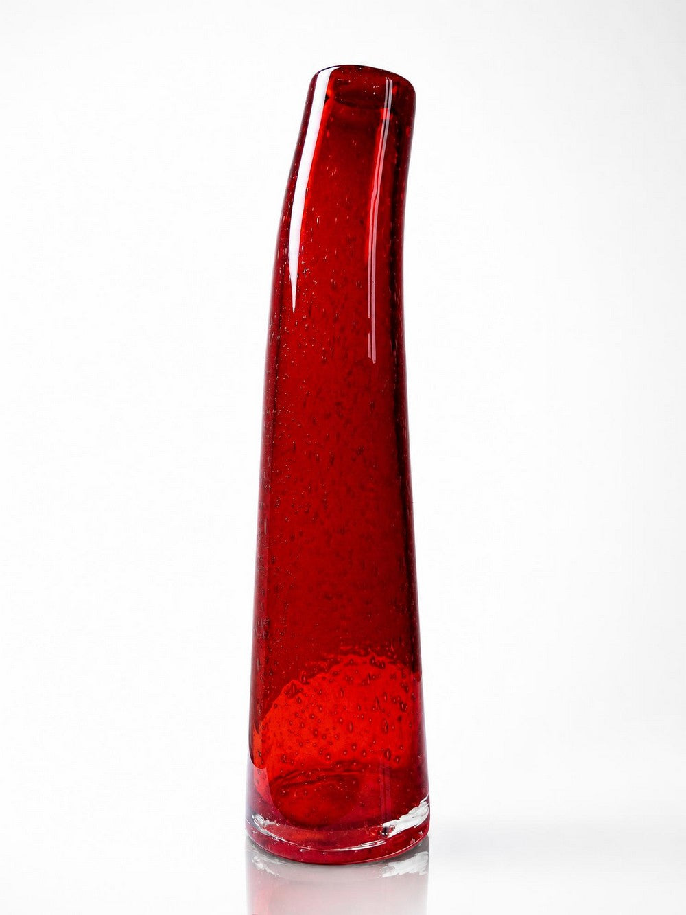 Vintage Vase Murano Stil rotes geblasenes Glas mit Blasen