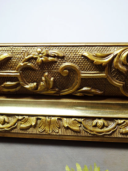 Vintage Gemälde Stillleben mit Chrysanthemen von L. Porte für BraunDekoration signiert 1888