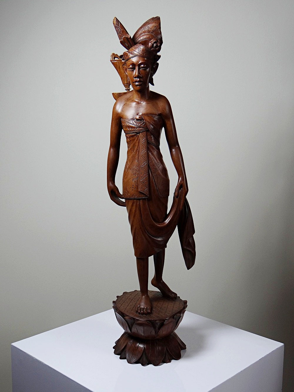 Vintage Holzskulptur "Danseur" balinesischer Tänzer 1960er-1980er