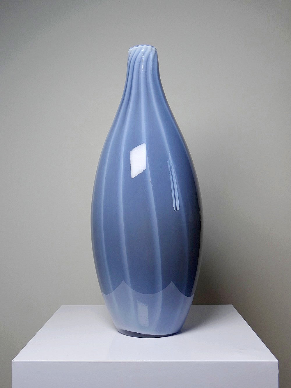 Vintage Vase von Fratelli Toso für Murano blaues Opalglas Rauchglas Soap Bubble Set von 2