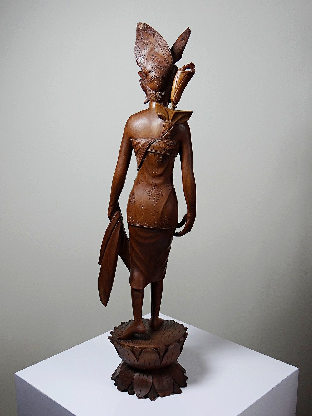Vintage Holzskulptur "Danseur" balinesischer Tänzer 1960er-1980er