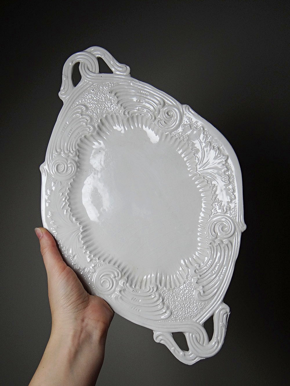 Vintage Servierplatte von Bassano für Bassano mit geflochtenen Griffen