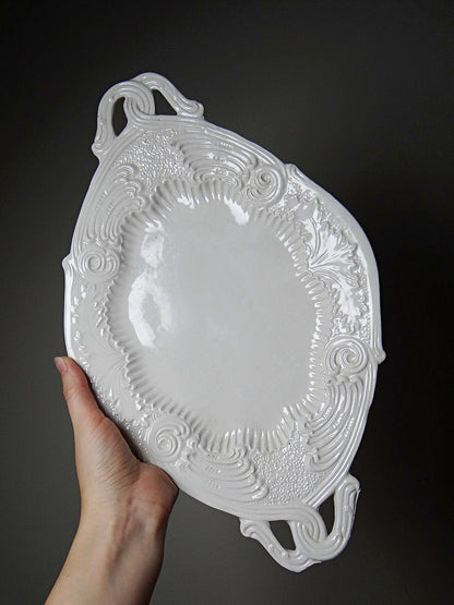 Vintage Servierplatte von Bassano für Bassano mit geflochtenen Griffen