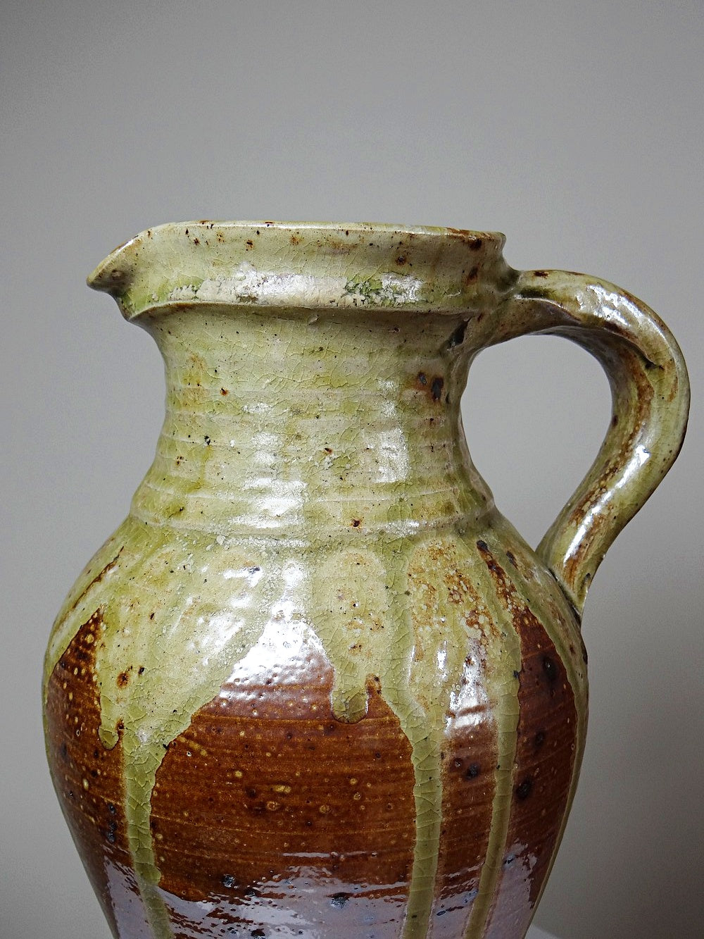 Vintage Krug aus französischem Steinzeug mit Ascheglasur im Japanstil