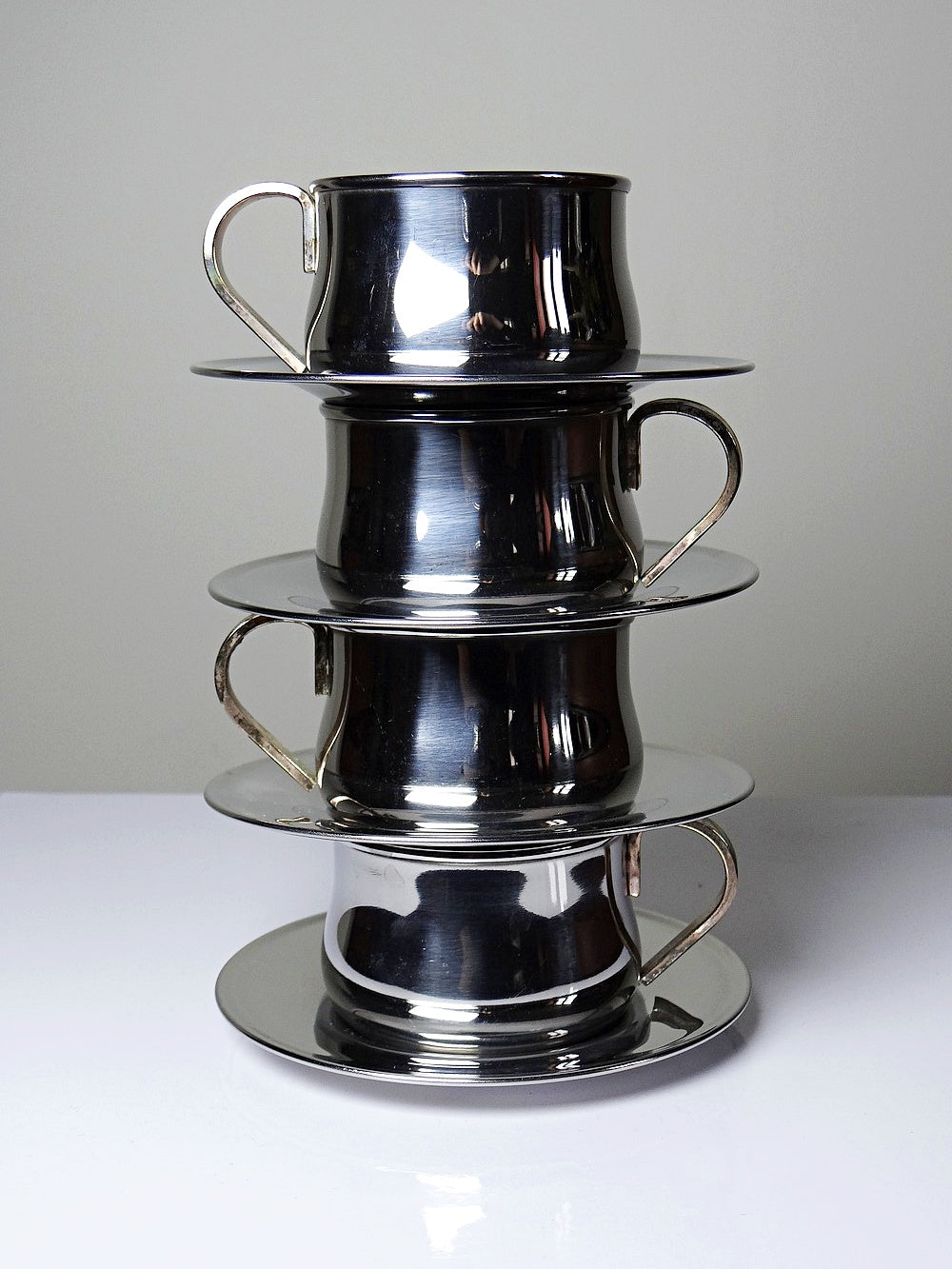 Vintage Espressotasse Set von 4 Inoxriv für Inoxriv Italien Edelstahl 18/10