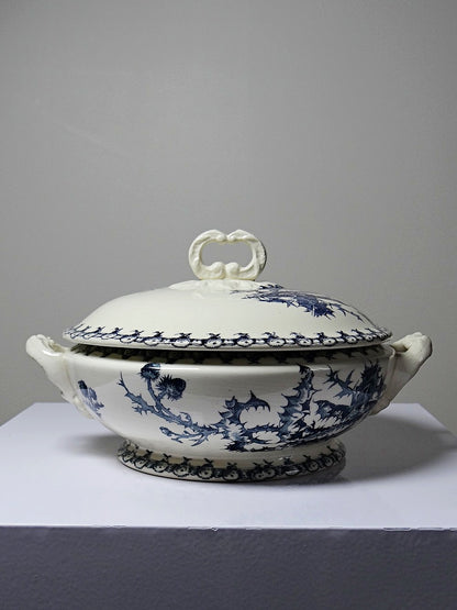 Vintage Suppenterrine Chardons von Gien für Porcelaine Opaque de Gien blau dunkelblau