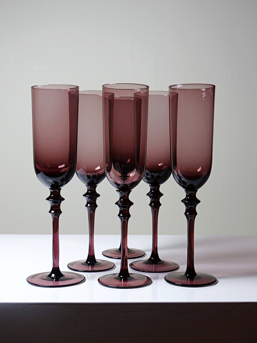 Vintage Champagnerflöte Set von 6 Violett Glas Geschirr Glas weiteres Material weiteres Material