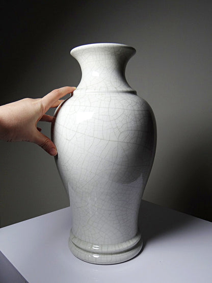 Vintage Vase chinesischer Stil weiß craqueliert weiß gelb Dekoration