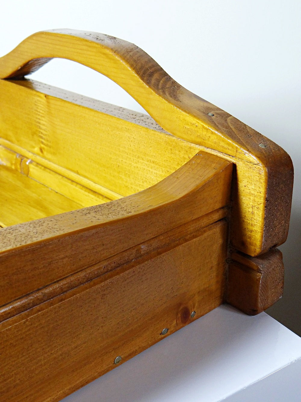 Vintage Tablett Massivholz mit Griffen, rustikal, handgefertigt