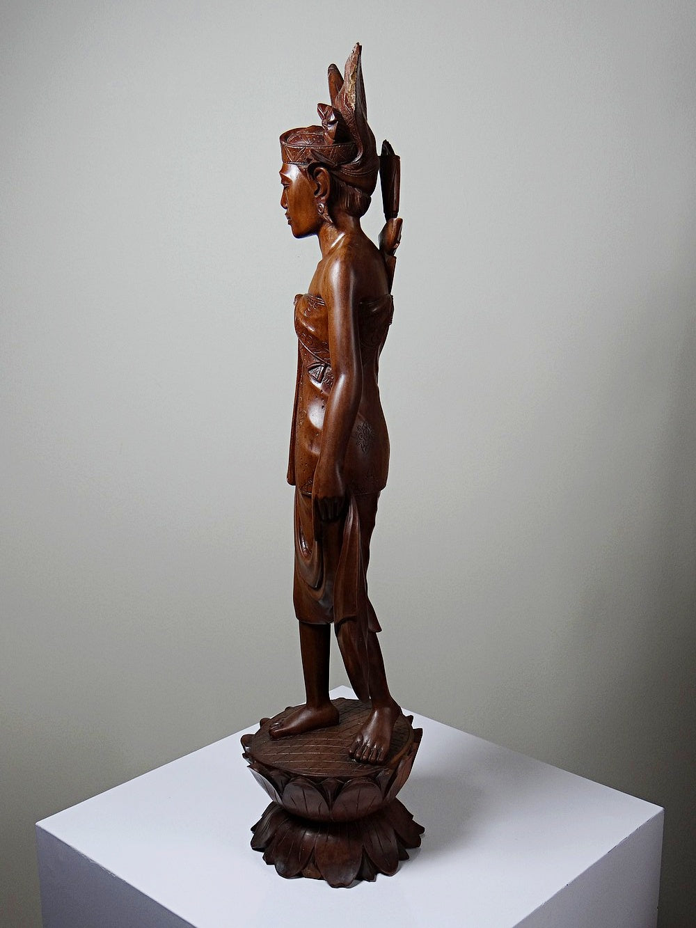 Vintage Holzskulptur "Danseur" balinesischer Tänzer 1960er-1980er