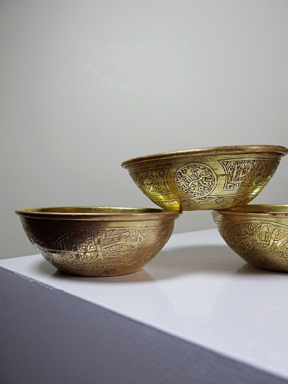 Set von 5 Vintage Hammam Schalen aus handgraviertem Kupfer, frühes 20. Jahrhundert