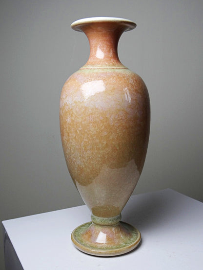 Vintage Vase von Bernard Guipouy für Atelier du Bol Doré kristalline Glasur Beige
