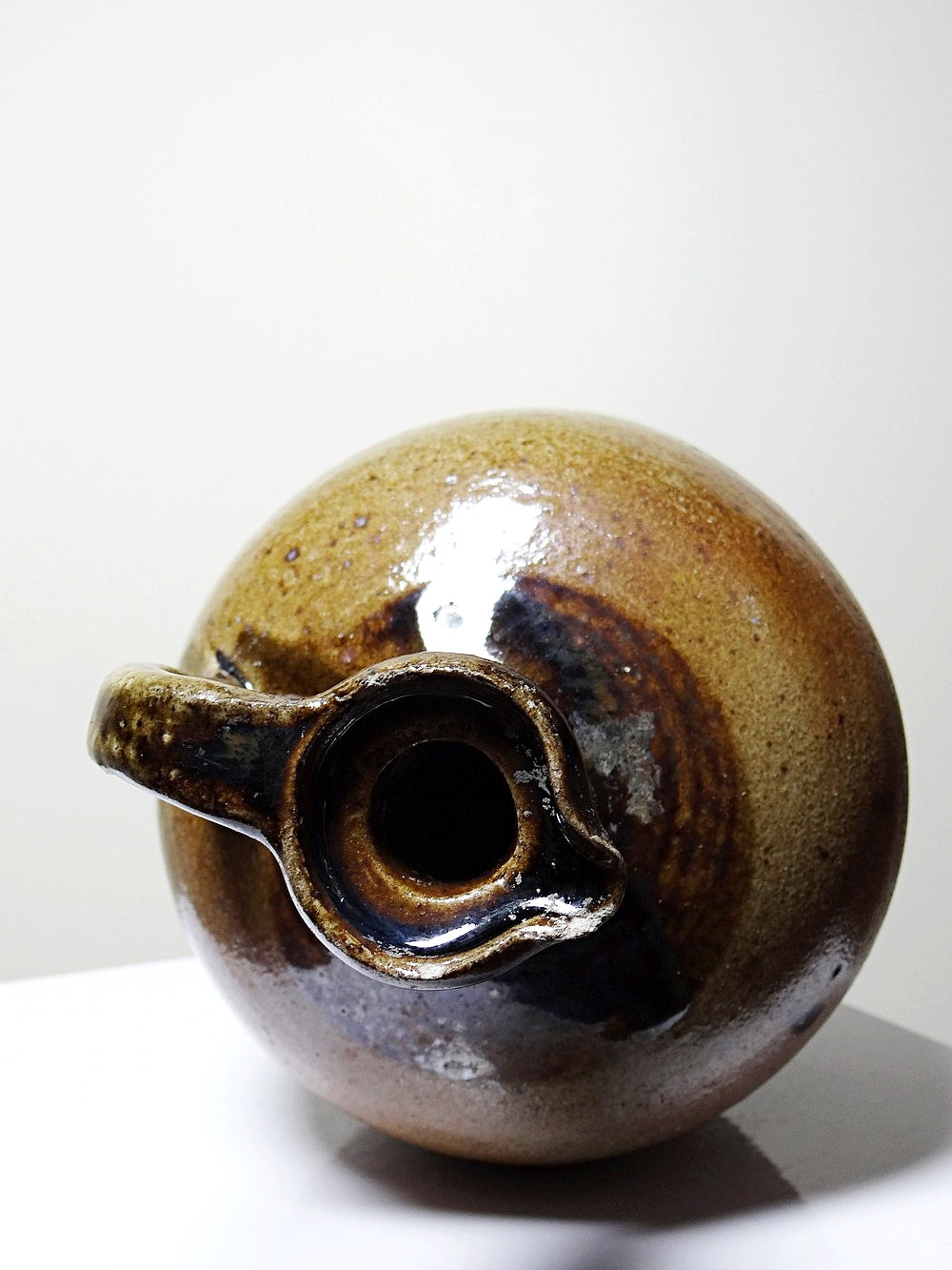 Vintage Krug von artisanat français für Puisaye Steinzeug, glasiert, braun
