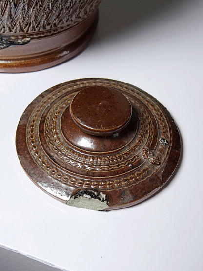 Vintage Wasserkrug von Beauvais oder Bonny für Beauvais oder Bonny, braun glasiert, silberglanz