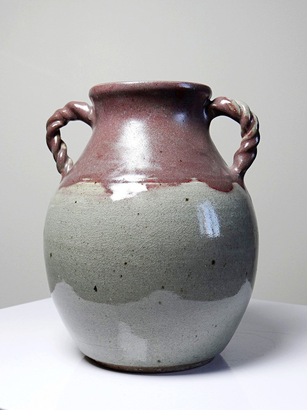 Vintage Vase von Milly Finn für Studio Pottery UK grau