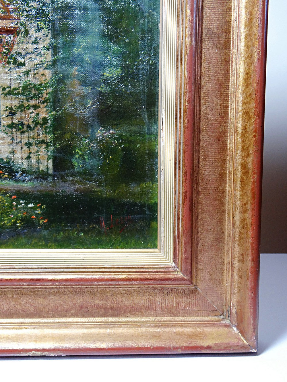 Vintage Gemälde Villa Camille von M. Lesoll für Dekoration beige