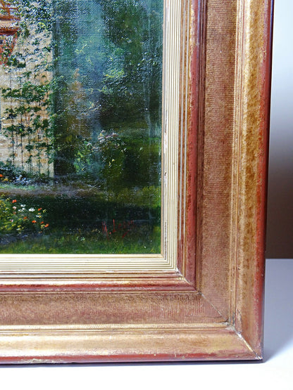 Vintage Gemälde Villa Camille von M. Lesoll für Dekoration beige