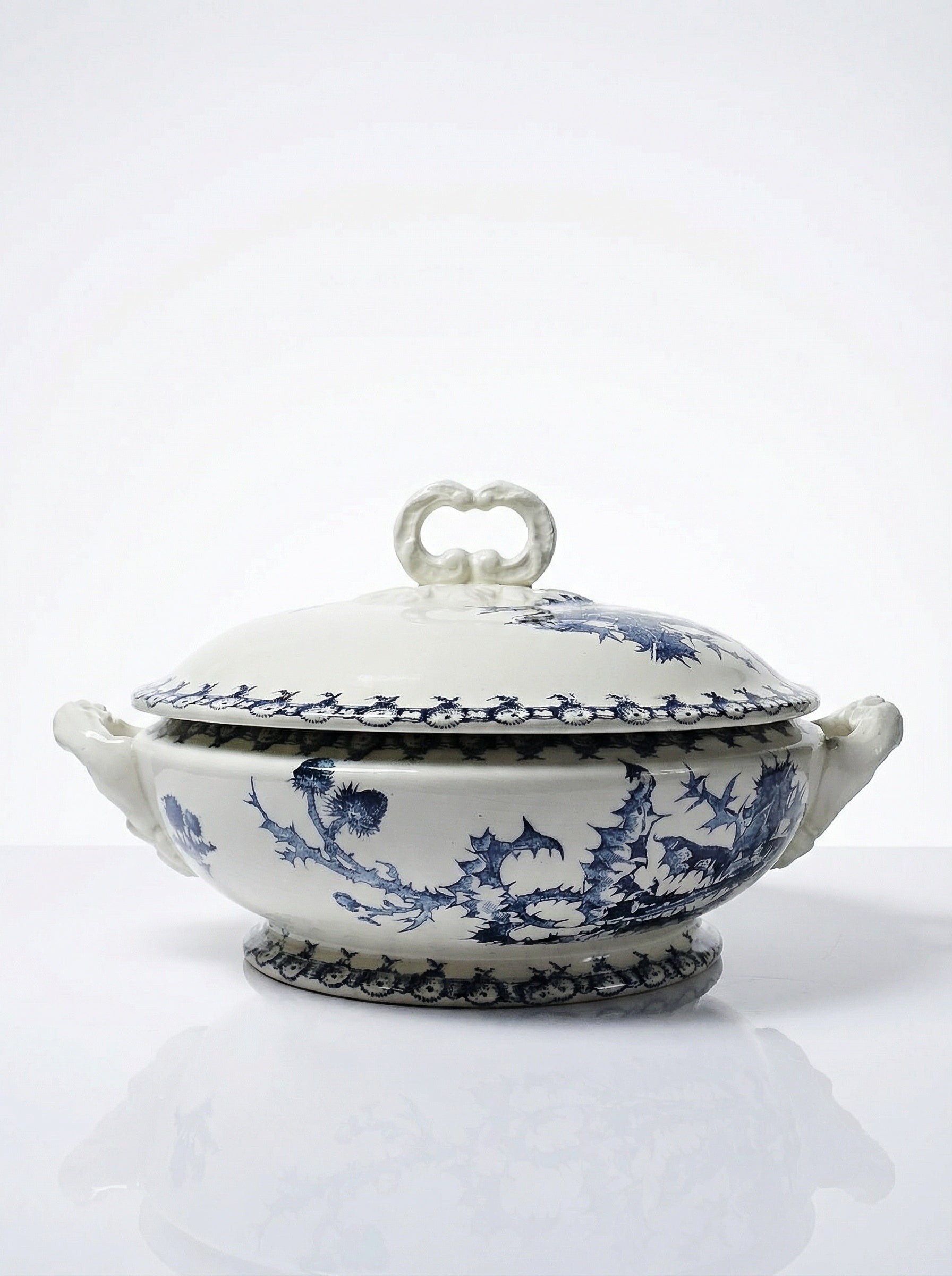 Vintage Suppenterrine Chardons von Gien für Porcelaine Opaque de Gien blau dunkelblau