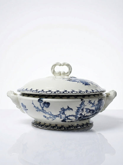 Vintage Suppenterrine Chardons von Gien für Porcelaine Opaque de Gien blau dunkelblau