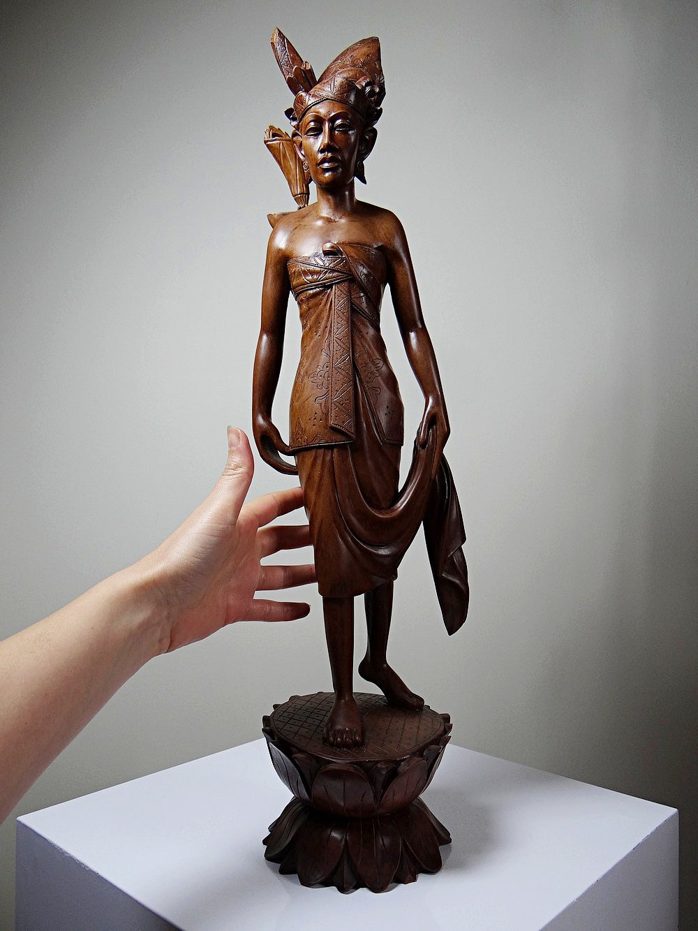 Vintage Holzskulptur "Danseur" balinesischer Tänzer 1960er-1980er