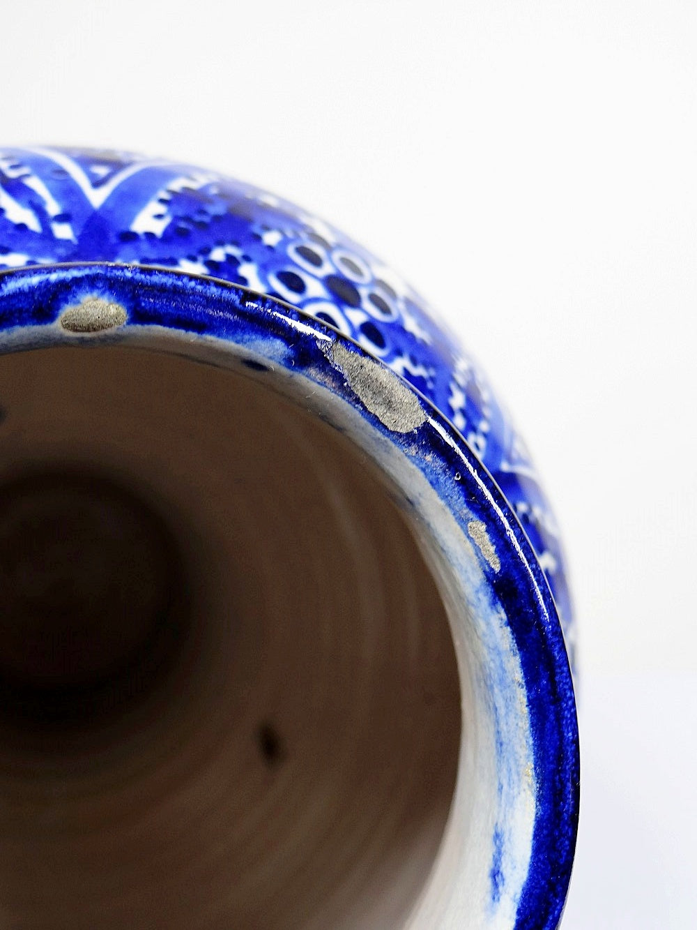 Vintage Vase Khabia aus Fès 19.-20. Jh. Kobaltblau, handgemacht