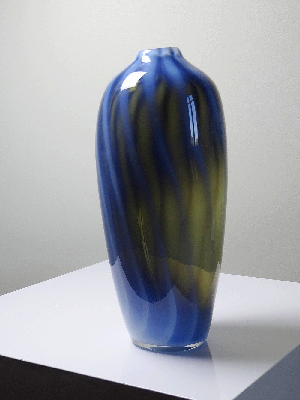 Vintage Vase von Fratelli Toso für Murano blau opalines Rauchglas