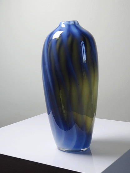 Vintage Vase von Fratelli Toso für Murano blau opalines Rauchglas