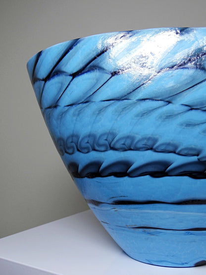 Vintage Glas Schale Yourmurano blau schwarz silber regenbogen