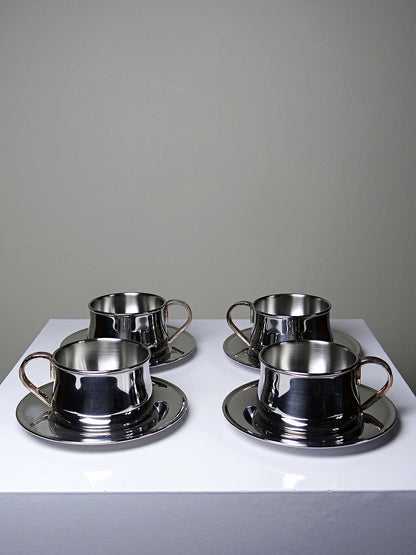 Vintage Espressotasse Set von 4 Inoxriv für Inoxriv Italien Edelstahl 18/10