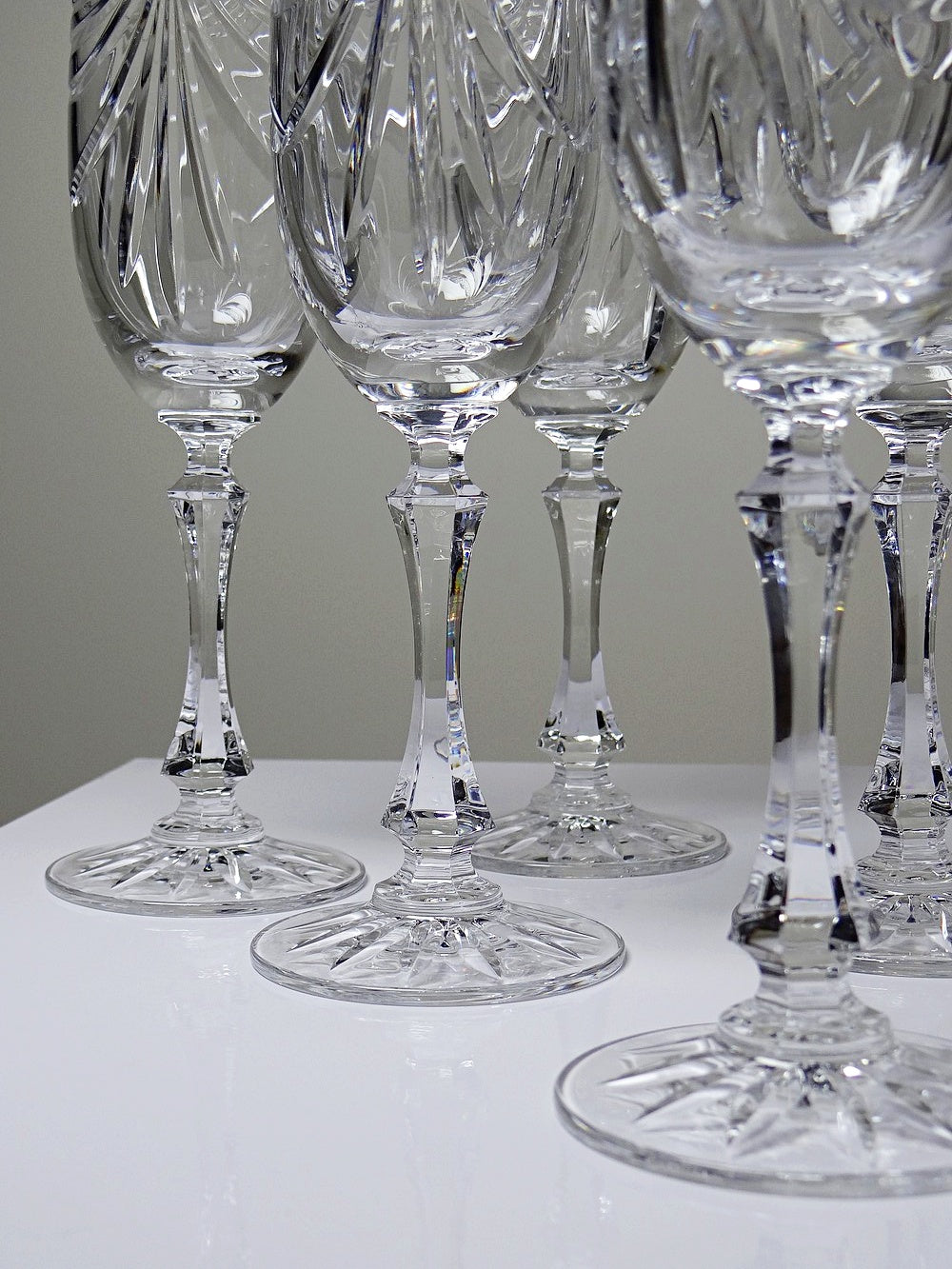 Vintage Champagnerflöte Gérard Set von 6 Kristall aus Lothringen, durchsichtig, Geschirr