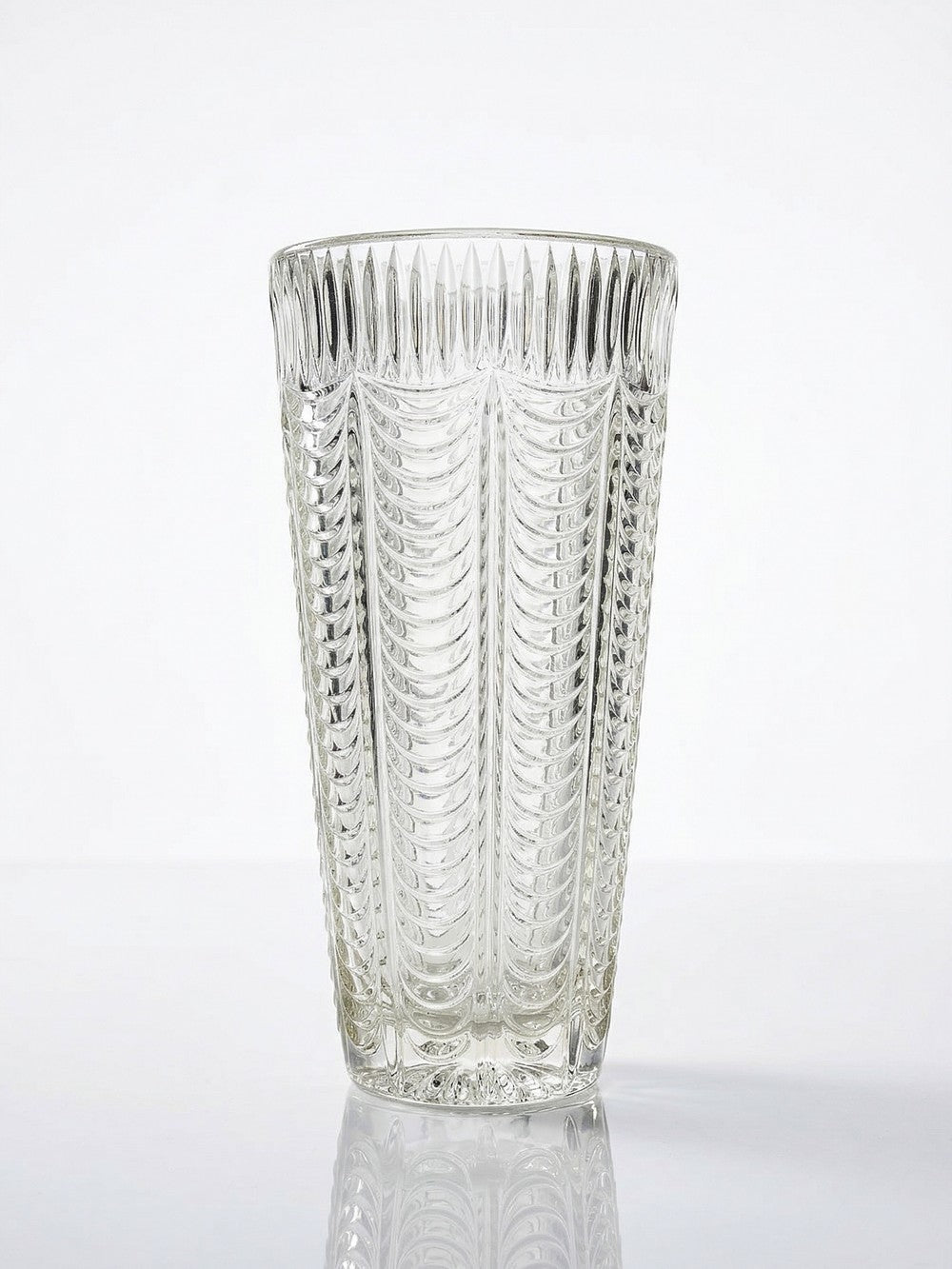Vintage Vase aus italienischem Pressglas drapiertes Dekor gelb transparent