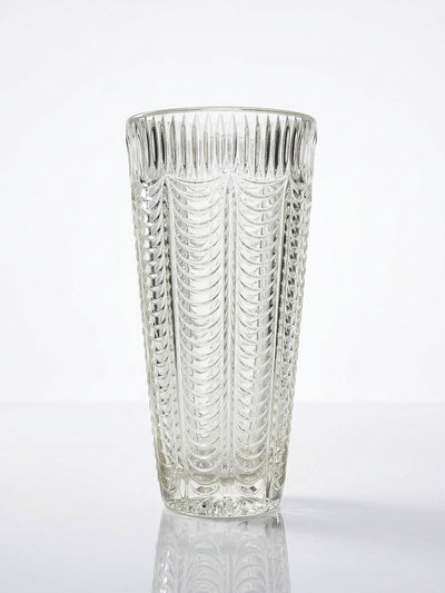 Vase vintage en verre pressé italien, décor drapé, jaune transparent