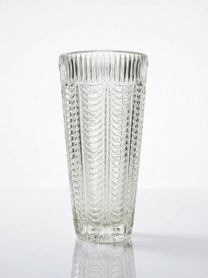 Vintage Vase aus italienischem Pressglas drapiertes Dekor gelb transparent